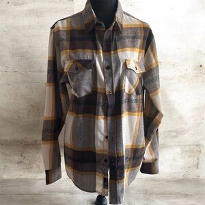 RSQ Men's Plaid Button-Down Shirt - Brown and Yellow